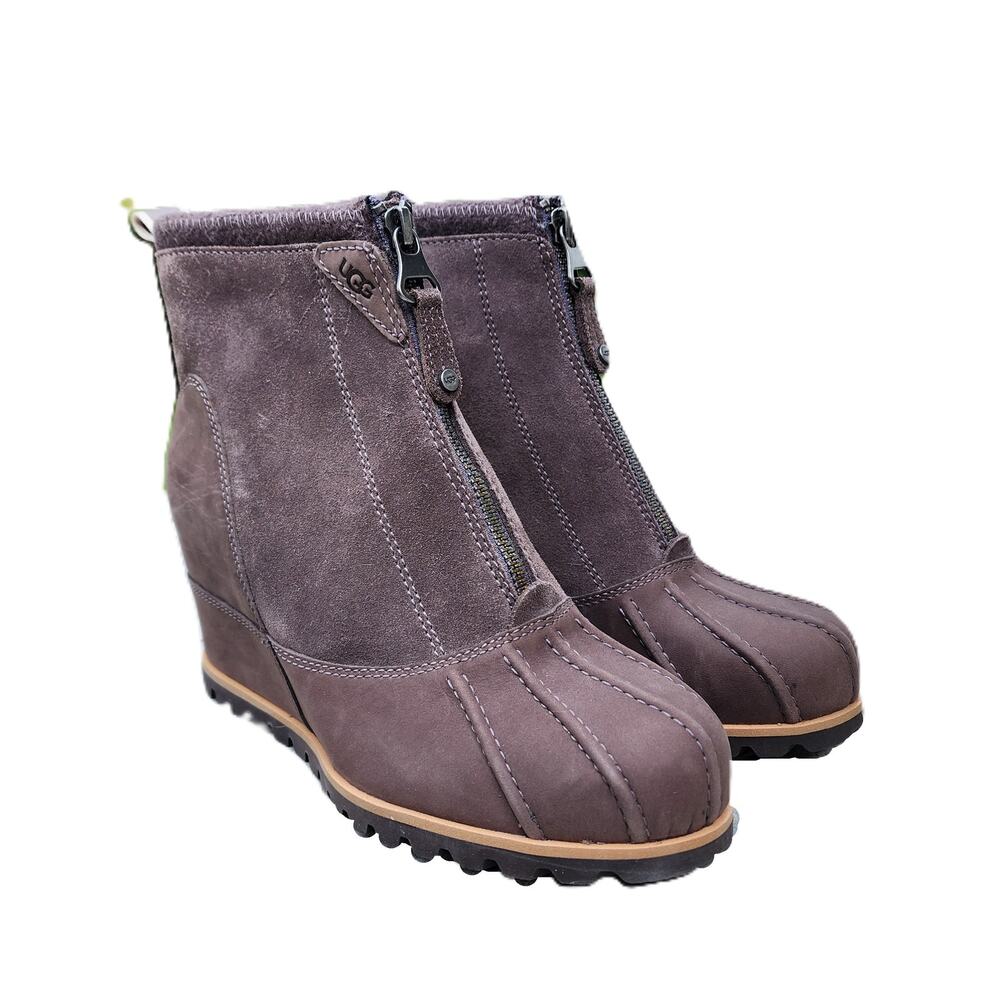 UGG Reggie Thundercloud Leather Wedge Ankle Boots 7.5 - Picture 11 of 11